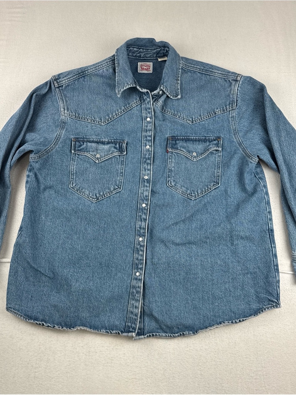 Levis Mens Jean Shirt Blue XL  Denim Snap Buttons Western Rodeo Cowboy